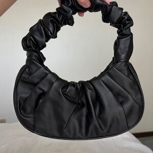 Nordstrom Black Ruched Shoulder Hobo Bag